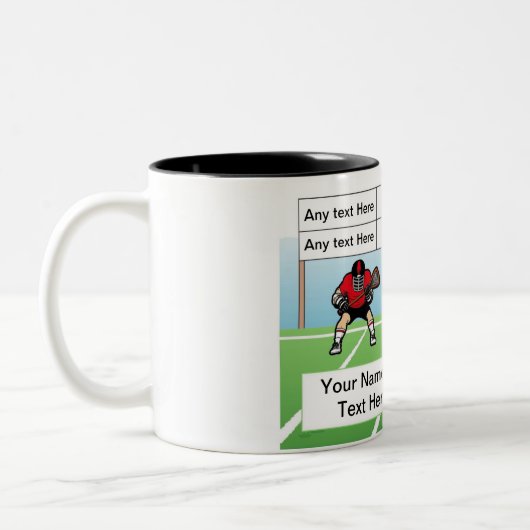 Personalized LaCrosse Player - Male Cartoon Zweifarbige Tasse (Links)