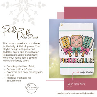 Personalized Ladies' Pickleball Clip-on Towel Golfhandtuch
