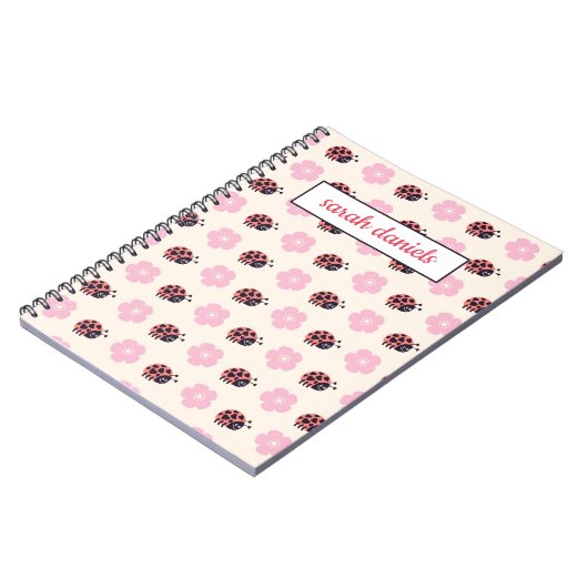 Personalized Ladybug and flower Pattern Notizblock (Linke Seite)