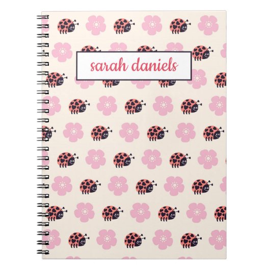 Personalized Ladybug and flower Pattern Notizblock (Vorderseite)