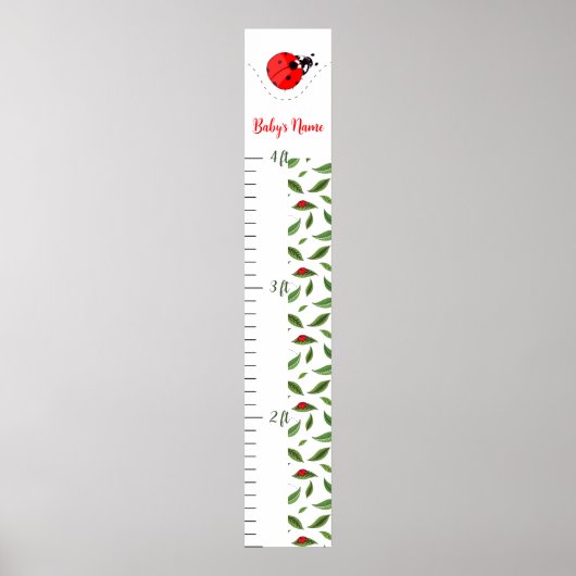 Personalized Ladybug Baby Growth Chart Poster (Vorne)