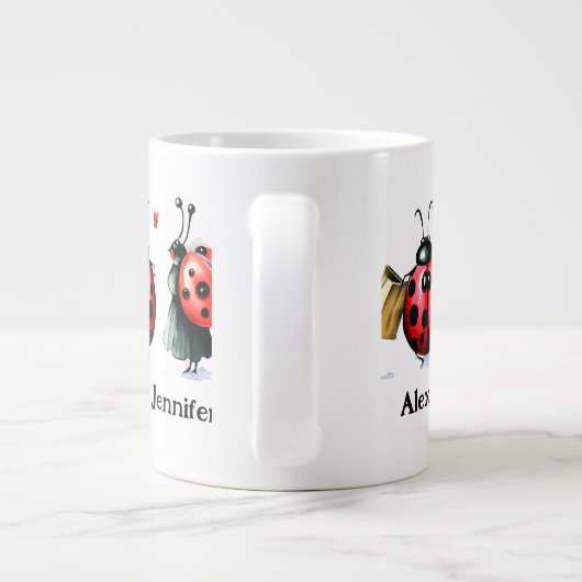 Personalized Ladybug Couple Mug Jumbo-Tasse (Rückseite)