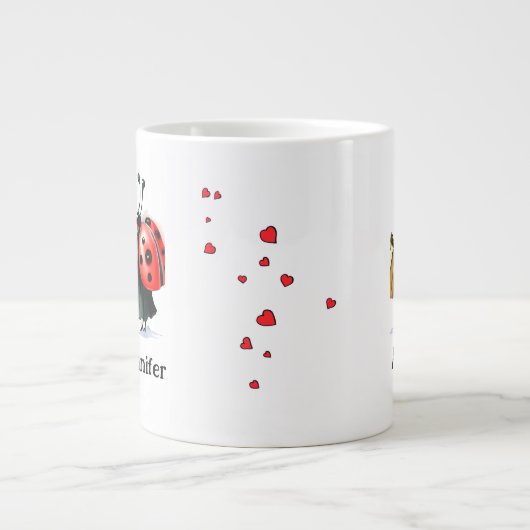 Personalized Ladybug Couple Mug Jumbo-Tasse (Vorderseite)