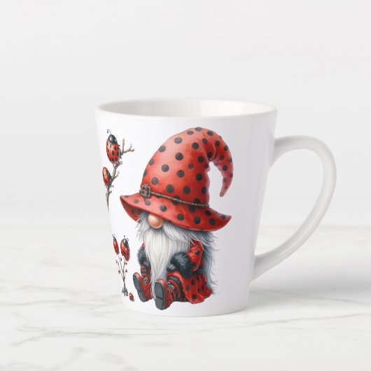 Personalized Ladybug Gnomes Latte Mug Milchtasse (Rechts)