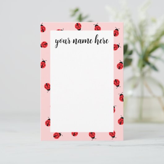 Personalized Ladybug Notecards Dankeskarte (Stehend Vorderseite)