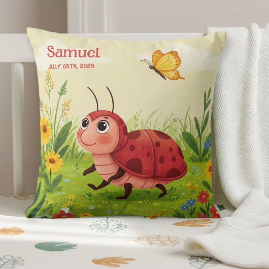 Personalized Ladybug Pillow – Baby Name Kissen