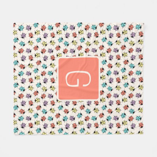 Personalized Ladybug Throw Blanket Fleecedecke (Vorderseite (Horizontal))