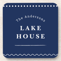 Personalized Lake House Navy Blue Family Name