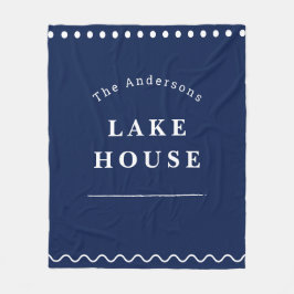 Personalized Lake House Navy Blue Fleecedecke