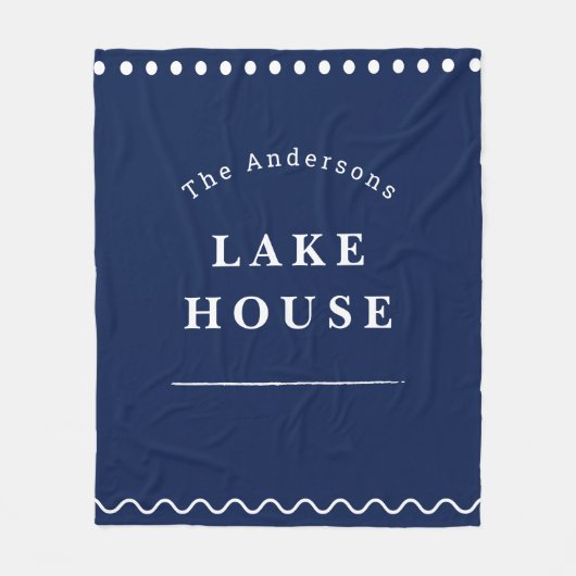 Personalized Lake House Navy Blue Fleecedecke (Vorderseite)