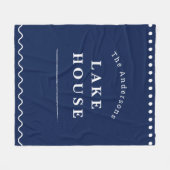Personalized Lake House Navy Blue Fleecedecke (Vorderseite (Horizontal))