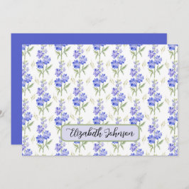 Personalized Larkspur Floral Botanical Note Card Mitteilungskarte