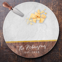 Personalized Last Name Est Date Round Glass Schneidebrett