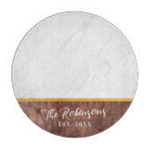 Personalized Last Name Est Date Round Glass Schneidebrett (Vorderseite)