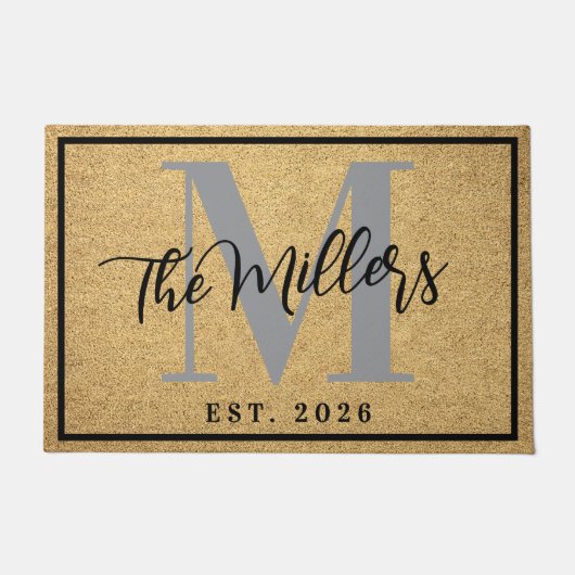 Personalized Last Name Initial Est Year Coir Print Fußmatte (Vorderseite)