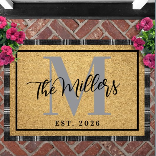 Personalized Last Name Initial Est Year Coir Print Fußmatte