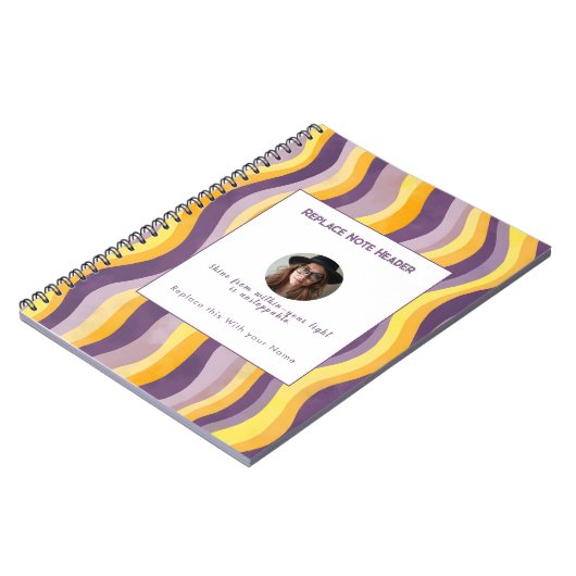 Personalized Lavender and Yellow Wave Patterned  Notizblock (Linke Seite)