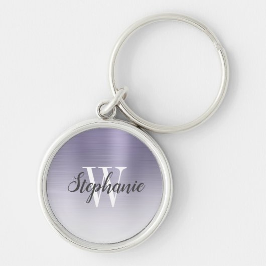 Personalized Lavender Brushed Metal Monogram Schlüsselanhänger (Vorne)