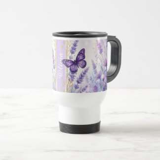 Personalized Lavender Butterfly 15oz Travel Cup Reisebecher