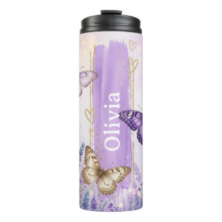 Personalized Lavender Butterfly 16oz Thermal  Thermosbecher