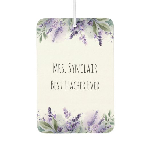 Personalized Lavender Flowers Teacher Appreciation Autolufterfrischer (Vorderseite)