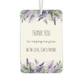 Personalized Lavender Flowers Teacher Appreciation Autolufterfrischer (Rückseite)
