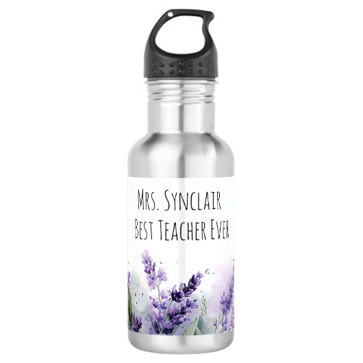 Personalized Lavender Flowers Teacher Appreciation Edelstahlflasche (Vorderseite)
