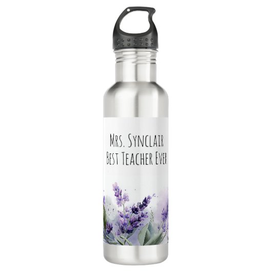 Personalized Lavender Flowers Teacher Appreciation Edelstahlflasche (Vorderseite)