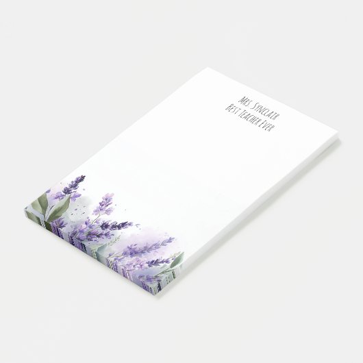 Personalized Lavender Flowers Teacher Appreciation Post-it Klebezettel (angewinkelt)