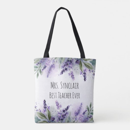 Personalized Lavender Flowers Teacher Appreciation Tasche (Rückseite)