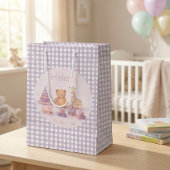 Personalized Lavender Gingham 1st Birthday  Mittlere Geschenktüte