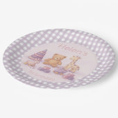 Personalized Lavender Gingham Baby Shower  Pappteller (Schrägansicht)