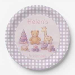 Personalized Lavender Gingham Baby Shower  Pappteller