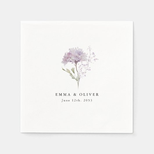 Personalized Lavender hydrangea Watercolor Wedding Serviette (Vorderseite)