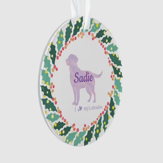 Personalized Lavender Labrador Retriever Christmas Ornament (Vorderseite)