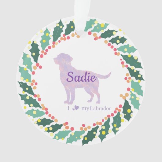 Personalized Lavender Labrador Retriever Christmas Ornament (Vorderseite)