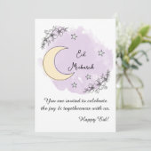 Personalized Lavender Line Art Eid Invitation Einladung (Stehend Vorderseite)