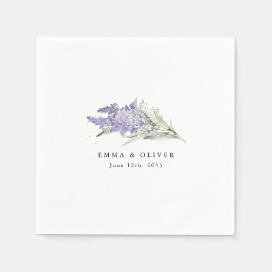 Personalized Lavender & Sage Green Floral Wedding Serviette (Vorderseite)