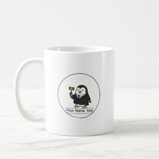 Personalized Lawyer Esq Penguin Ceramic Vessel Kaffeetasse (Links)