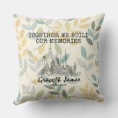 Personalized Leaf Pattern Skyline Couple Pillow Kissen (Rückseite)
