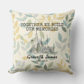 Personalized Leaf Pattern Skyline Couple Pillow Kissen (Vorderseite)