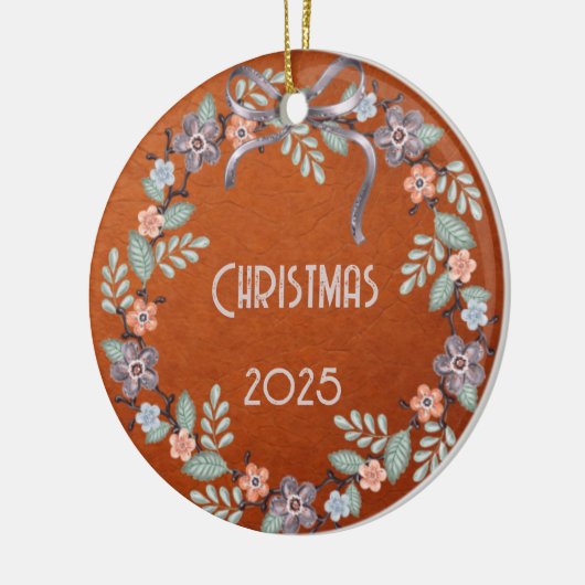 Personalized Leather Pastel Wreath Keramik Ornament (Links)