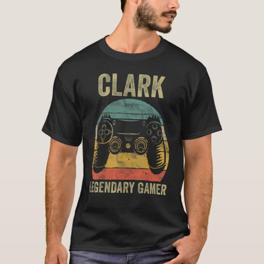Personalized Legendary Gamer Clark Name Video Gam T-Shirt (Vorderseite)