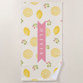Personalized Lemon Floral Summer Custom Name Strandtuch (Vorderseite)