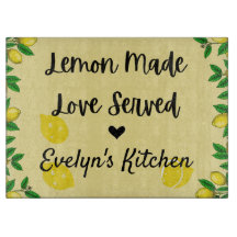 Personalized Lemon Glass Cutting Board