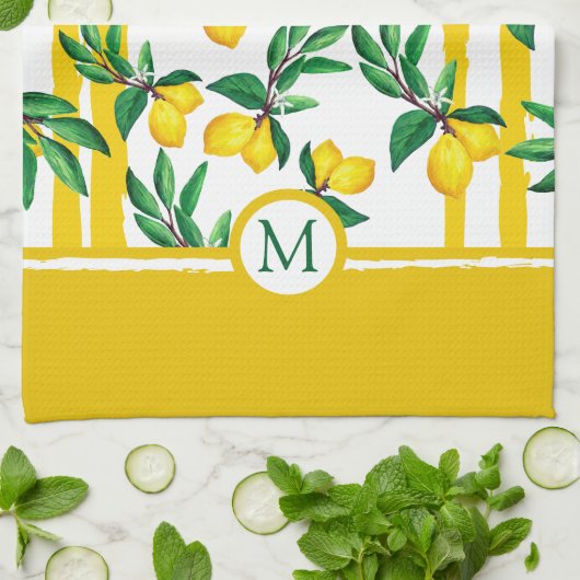 Personalized Lemon Leaf Monogram Kitchen Towels Geschirrtuch (Gefaltet)