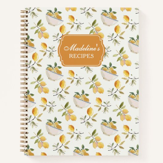 Personalized Lemon Pattern Recipe Book Notizblock (Vorderseite)