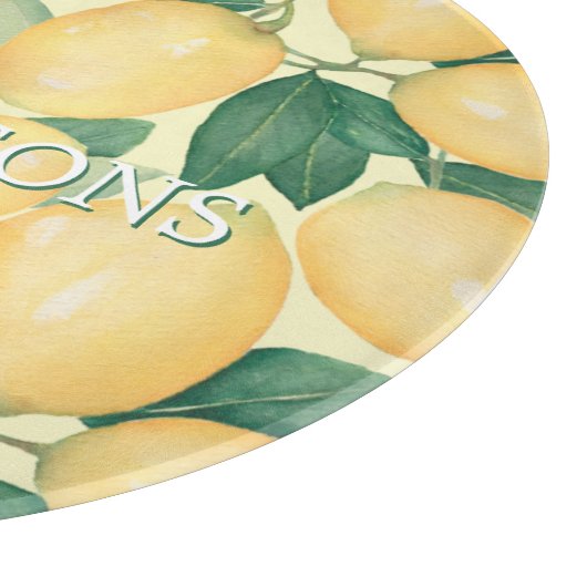 Personalized Lemons Greenery Schneidebrett (Ecke)