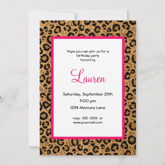 Personalized Leopard 30th Birthday Invitation Einladung (Vorderseite)