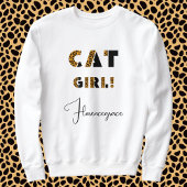 Personalized Leopard Stylish Wild Cat Girl White Sweatshirt